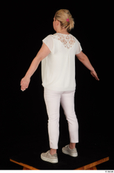 Whole Body Woman White Pants Chubby Standing Top Studio photo references